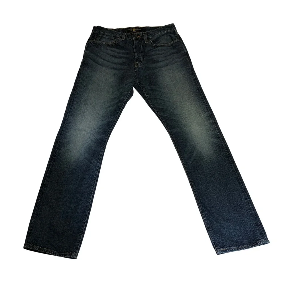 Lucky Brand 121 Heritage Slim Mens Dark Wash Blue Denim Jeans 33x32 Button Fly